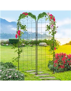 Outsunny Metal Trellis Set of 2, Garden Trellis for Climbing Plants Support Frames, Floral Design 84H-052V00BK 2