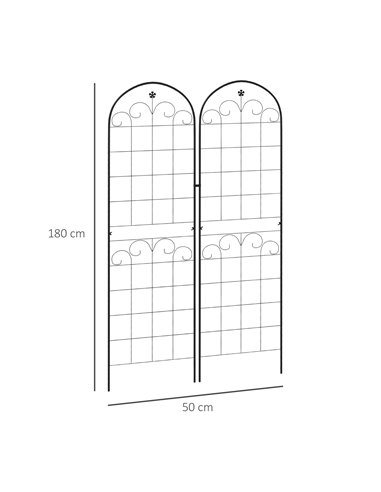 Outsunny Metal Trellis Set of 2, Garden Trellis for Climbing Plants Support Frames, Floral Design 84H-052V00BK