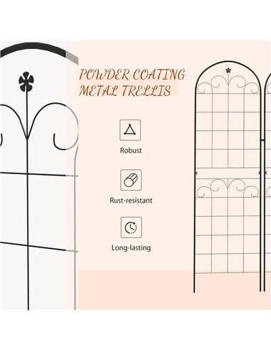 Outsunny Metal Trellis Set of 2, Garden Trellis for Climbing Plants Support Frames, Floral Design 84H-052V00BK