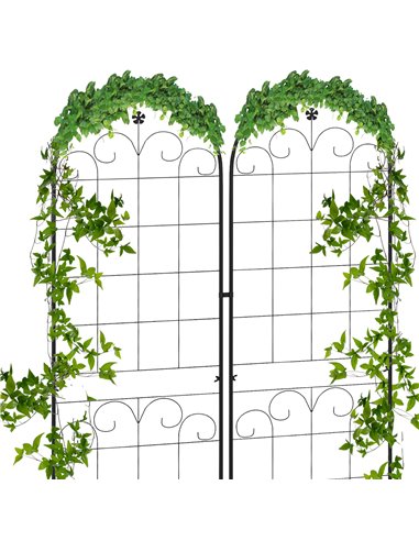 Outsunny Metal Trellis Set of 2, Garden Trellis for Climbing Plants Support Frames, Floral Design 84H-052V00BK