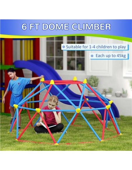 Outsunny 6 FT Toddler Climbing Frame Outdoor with Rust and UV-Resistant Steel for 1-4 Kids Ages 3-8 Years Old 34D-002V00RD - pic 70039 | FastDaddyshop