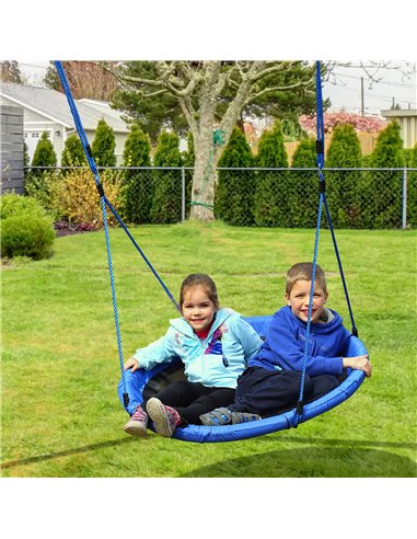 HOMCOM 40 Inch / 100 cm Tree Swing Round Kids Nest Swing Seat for Outdoor Backyard Garden Play Activity Blue 344-005