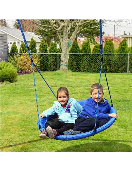 HOMCOM 40 Inch / 100 cm Tree Swing Round Kids Nest Swing Seat for Outdoor Backyard Garden Play Activity Blue 344-005 - pic 70082 | FastDaddyshop