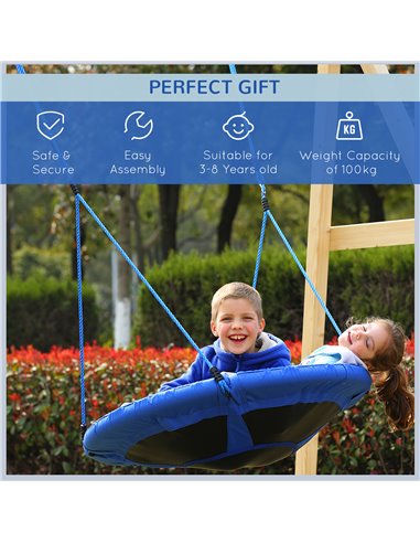HOMCOM 40 Inch / 100 cm Tree Swing Round Kids Nest Swing Seat for Outdoor Backyard Garden Play Activity Blue 344-005