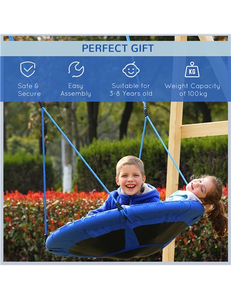 HOMCOM 40 Inch / 100 cm Tree Swing Round Kids Nest Swing Seat for Outdoor Backyard Garden Play Activity Blue 344-005 - pic 70084 | FastDaddyshop