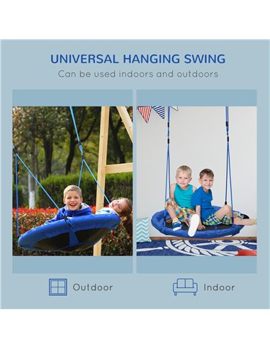 HOMCOM 40 Inch / 100 cm Tree Swing Round Kids Nest Swing Seat for Outdoor Backyard Garden Play Activity Blue 344-005