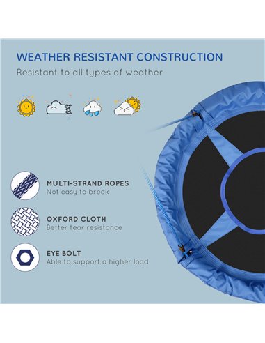 HOMCOM 40 Inch / 100 cm Tree Swing Round Kids Nest Swing Seat for Outdoor Backyard Garden Play Activity Blue 344-005