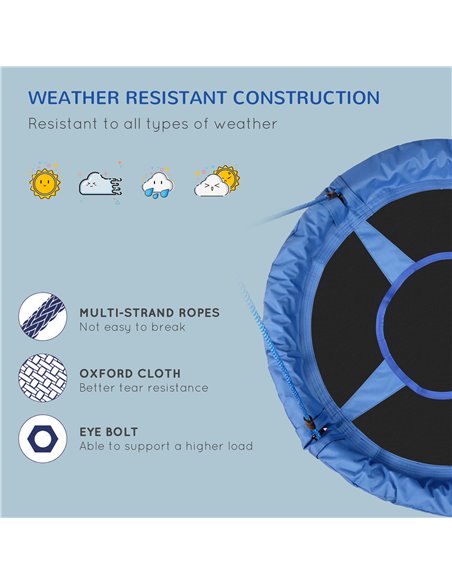 HOMCOM 40 Inch / 100 cm Tree Swing Round Kids Nest Swing Seat for Outdoor Backyard Garden Play Activity Blue 344-005 - pic 70086 | FastDaddyshop