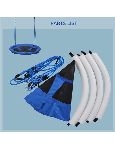 HOMCOM 40 Inch / 100 cm Tree Swing Round Kids Nest Swing Seat for Outdoor Backyard Garden Play Activity Blue 344-005 - pic 70087 | FastDaddyshop