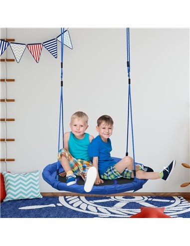 HOMCOM 40 Inch / 100 cm Tree Swing Round Kids Nest Swing Seat for Outdoor Backyard Garden Play Activity Blue 344-005