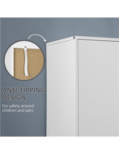 HOMCOM 2 Door Wardrobe White Wardrobe with Drawers and Hanging Rod for Bedroom Clothes Organisation and Storage - pic 7013 | FastDaddyshop
