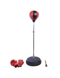 HOMCOM Kids Boxing Punch Bag Set, Freestanding with Gloves, Durable PU Material, Black/Red B1-0053
