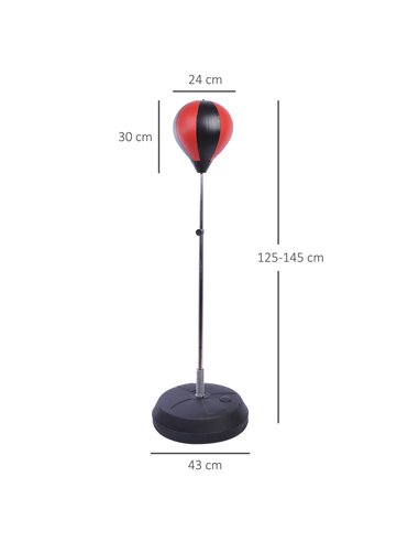 HOMCOM Kids Boxing Punch Bag Set, Freestanding with Gloves, Durable PU Material, Black/Red B1-0053