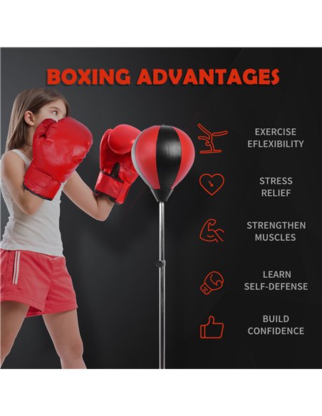 HOMCOM Kids Boxing Punch Bag Set, Freestanding with Gloves, Durable PU Material, Black/Red B1-0053 - pic 70138 | FastDaddyshop