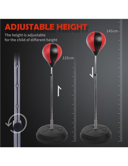 HOMCOM Kids Boxing Punch Bag Set, Freestanding with Gloves, Durable PU Material, Black/Red B1-0053 - pic 70140 | FastDaddyshop