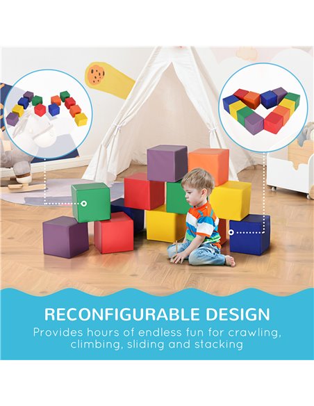 HOMCOM Kids 12-Piece PU Soft Stacking Blocks Multi-Colour 3D0-003 - pic 70148 | FastDaddyshop