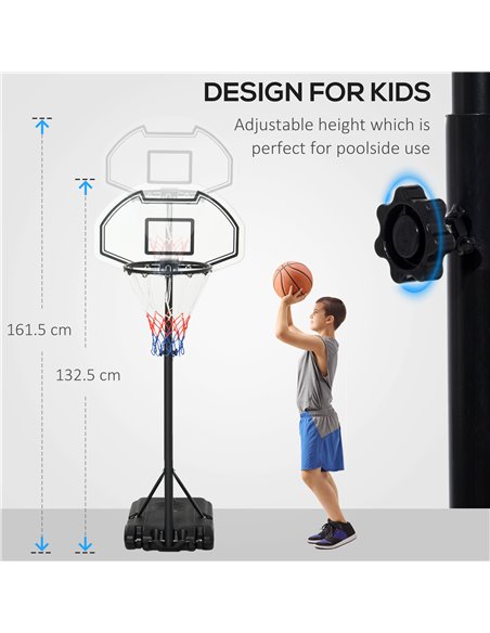HOMCOM Basketball Stand 94-123cm Basket Height Adjustable Hoop For Kids Adults Suitable for Pool Side A61-001 - pic 70156 | FastDaddyshop