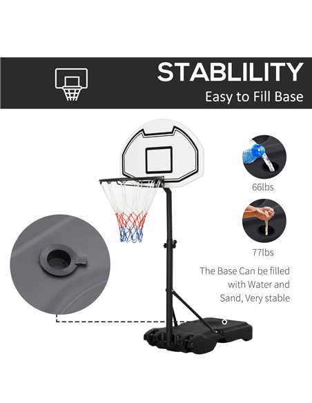 HOMCOM Basketball Stand 94-123cm Basket Height Adjustable Hoop For Kids Adults Suitable for Pool Side A61-001 - pic 70157 | FastDaddyshop