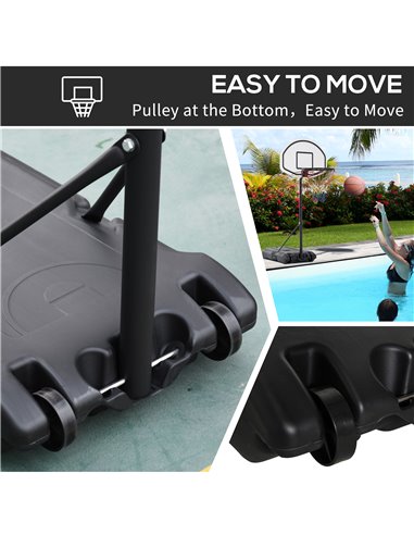 HOMCOM Basketball Stand 94-123cm Basket Height Adjustable Hoop For Kids Adults Suitable for Pool Side A61-001