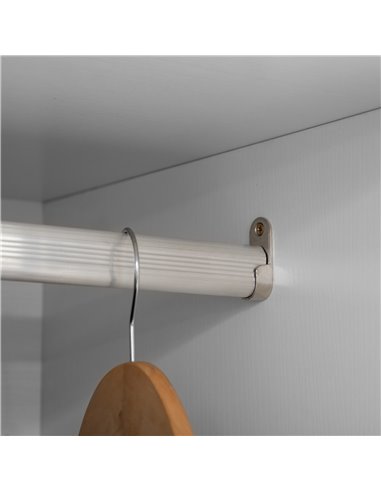 HOMCOM 2 Door Wardrobe White Wardrobe with Drawers and Hanging Rod for Bedroom Clothes Organisation and Storage