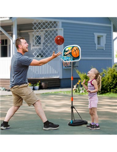 HOMCOM Kids Basketball Hoop Stand, Height Adjustable, Aluminium with Ball, Encourages Active Play 341-039