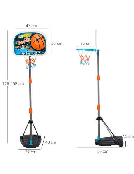 HOMCOM Kids Basketball Hoop Stand, Height Adjustable, Aluminium with Ball, Encourages Active Play 341-039 - pic 70182 | FastDaddyshop