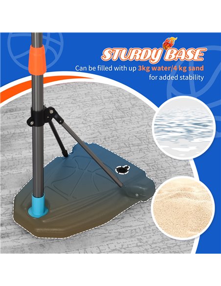 HOMCOM Kids Basketball Hoop Stand, Height Adjustable, Aluminium with Ball, Encourages Active Play 341-039 - pic 70184 | FastDaddyshop