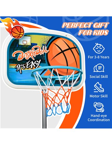 HOMCOM Kids Basketball Hoop Stand, Height Adjustable, Aluminium with Ball, Encourages Active Play 341-039