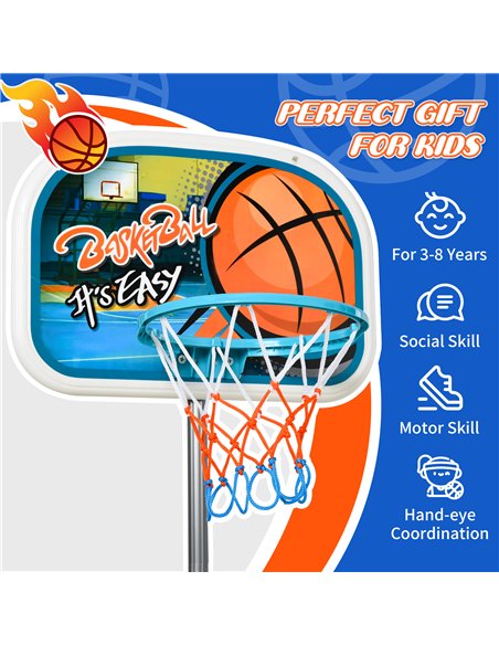 HOMCOM Kids Basketball Hoop Stand, Height Adjustable, Aluminium with Ball, Encourages Active Play 341-039 - pic 70185 | FastDaddyshop