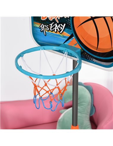 HOMCOM Kids Basketball Hoop Stand, Height Adjustable, Aluminium with Ball, Encourages Active Play 341-039
