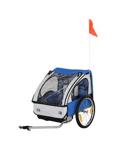 HOMCOM 2 Seat Bike Trailer Bicycle wagon for Kids, Blue-White 440-008BU