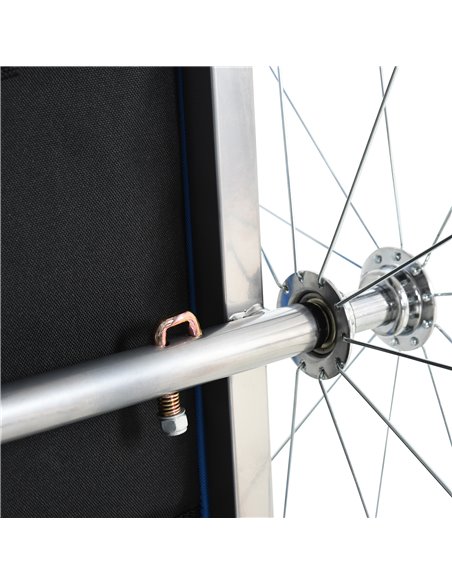 HOMCOM 2 Seat Bike Trailer Bicycle wagon for Kids Child Steel Frame Safety Harness Seat Carrier Blue White 130 x 76 x 88 cm 440- - pic 70196 | FastDaddyshop