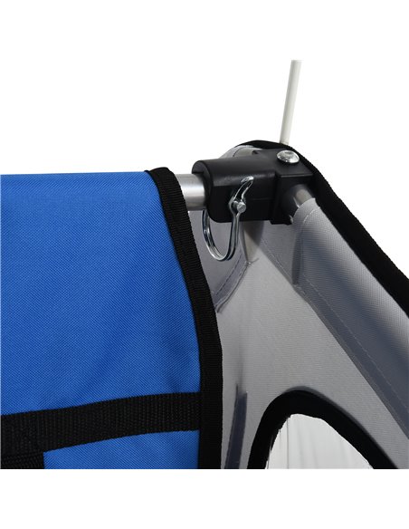 HOMCOM 2 Seat Bike Trailer Bicycle wagon for Kids Child Steel Frame Safety Harness Seat Carrier Blue White 130 x 76 x 88 cm 440- - pic 70197 | FastDaddyshop