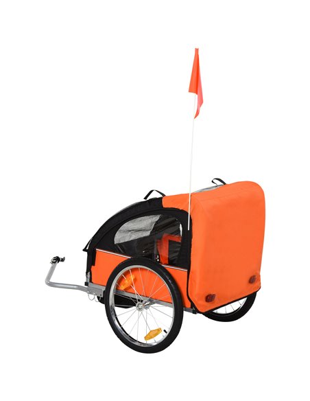 HOMCOM 2 Seat Bike Trailer Bicycle wagon for Kids Child Steel Frame Safety Harness Seat Carrier Orange Black 130 x 76 x 88 cm 44 - pic 70205 | FastDaddyshop