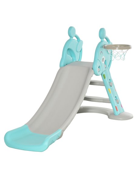 HOMCOM Kids 2 in 1 Slide with Basketball Hoop, Blue 331-009 - pic 70234 | FastDaddyshop