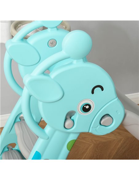HOMCOM Kids 2 in 1 Slide with Basketball Hoop, Toddler Freestanding Slider Playset, 18 months - 4 Years - Deer Shaped, Blue 331- - pic 70242 | FastDaddyshop