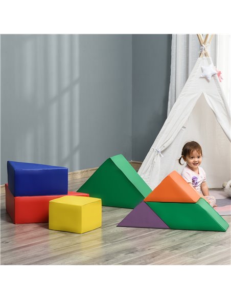 HOMCOM 7 Piece Kids Soft Play Set Interlocking Toddler Foam Play Mat Comfortable Cushiony Floor Puzzle Indoor Outdoor Active Pla - pic 70244 | FastDaddyshop