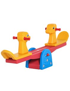 HOMCOM Kids Seesaw Safe Teeter Totter 2 Seats with Easy-Grip Handles, 360 Degrees Rotating Safe, Backyard Equipment, for 1-4 yea