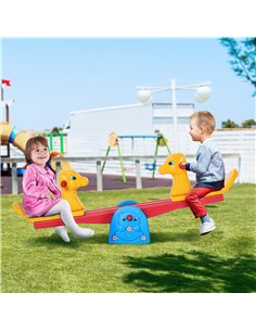HOMCOM Kids Seesaw Safe Teeter Totter 2 Seats with Easy-Grip Handles, 360 Degrees Rotating Safe, Backyard Equipment, for 1-4 yea 2