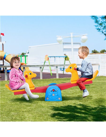 HOMCOM Kids Seesaw Safe Teeter Totter 2 Seats with Easy-Grip Handles, 360 Degrees Rotating Safe, Backyard Equipment, for 1-4 yea - pic 70253 | FastDaddyshop