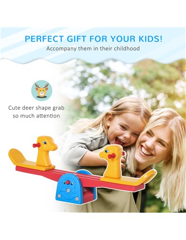 HOMCOM Kids Seesaw Safe Teeter Totter 2 Seats with Easy-Grip Handles, 360 Degrees Rotating Safe, Backyard Equipment, for 1-4 yea