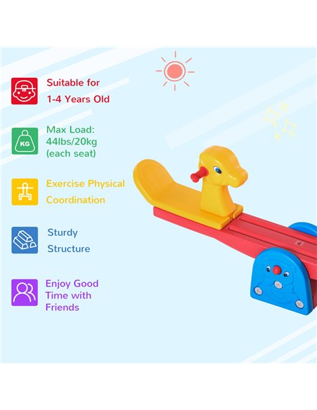 HOMCOM Kids Seesaw Safe Teeter Totter 2 Seats with Easy-Grip Handles, 360 Degrees Rotating Safe, Backyard Equipment, for 1-4 yea - pic 70256 | FastDaddyshop