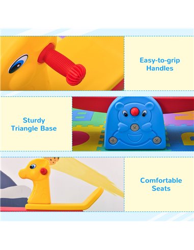 HOMCOM Kids Seesaw Safe Teeter Totter 2 Seats with Easy-Grip Handles, 360 Degrees Rotating Safe, Backyard Equipment, for 1-4 yea
