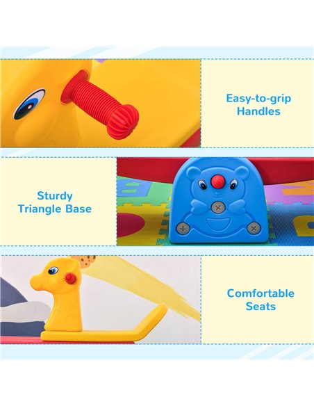 HOMCOM Kids Seesaw Safe Teeter Totter 2 Seats with Easy-Grip Handles, 360 Degrees Rotating Safe, Backyard Equipment, for 1-4 yea - pic 70257 | FastDaddyshop