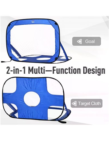 HOMCOM 2-in-1 Pop Up Football Goal Nets for Kids, Garden Outdoor Sports and Practice Target A62-014