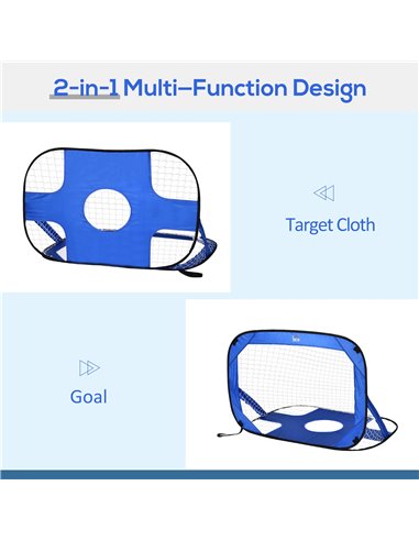 HOMCOM 2-in-1 Pop Up Football Goal Nets for Kids, Garden Outdoor Sports and Practice Target A62-014