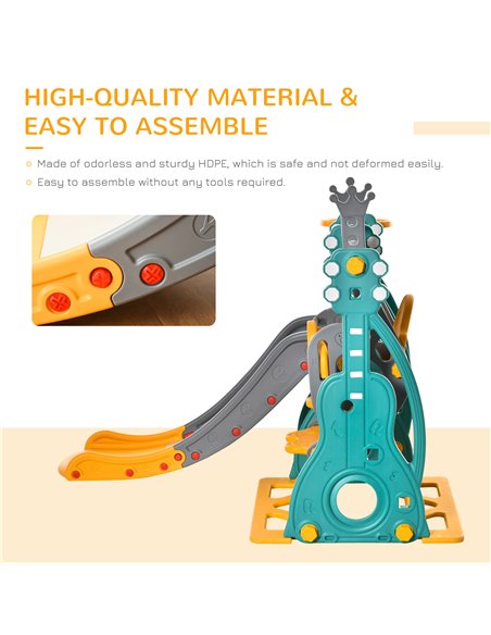 HOMCOM 3-IN-1 Kids Swing and Slide Set with Basketball Hoop Slide Swing Adjustable Seat Height Toddler Playground Activity Cente - pic 70338 | FastDaddyshop