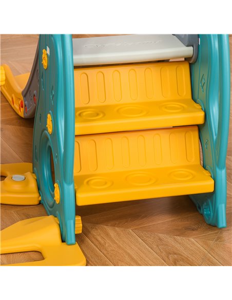HOMCOM 3-IN-1 Kids Swing and Slide Set with Basketball Hoop Slide Swing Adjustable Seat Height Toddler Playground Activity Cente - pic 70340 | FastDaddyshop