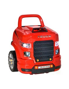 HOMCOM Kids Toy Truck Set, Toddler Educational Car Service Station Playset, Red 350-129
