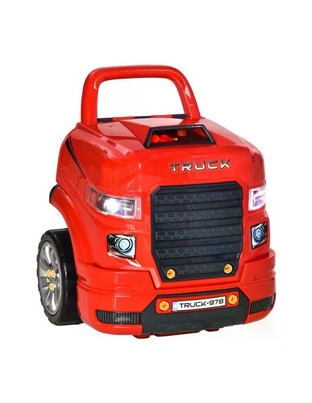 HOMCOM Kids Toy Truck Set, Toddler Educational Car Service Station Playset, Red 350-129 - pic 70351 | FastDaddyshop